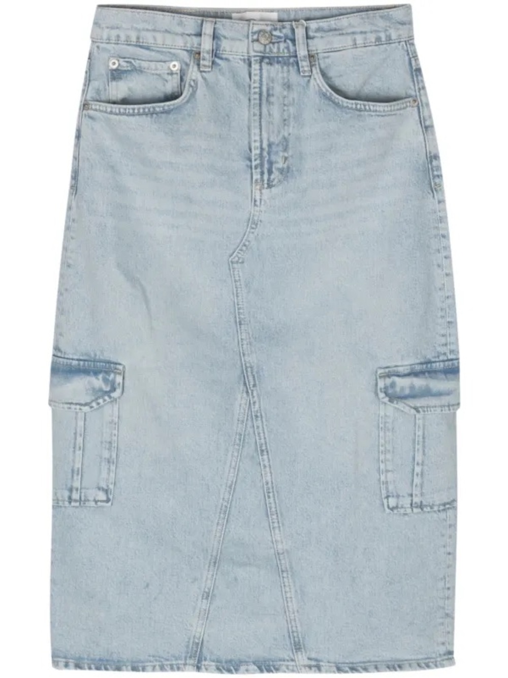 Rails Highland Cargo Light Blue Denim Midi Skirt Size 30